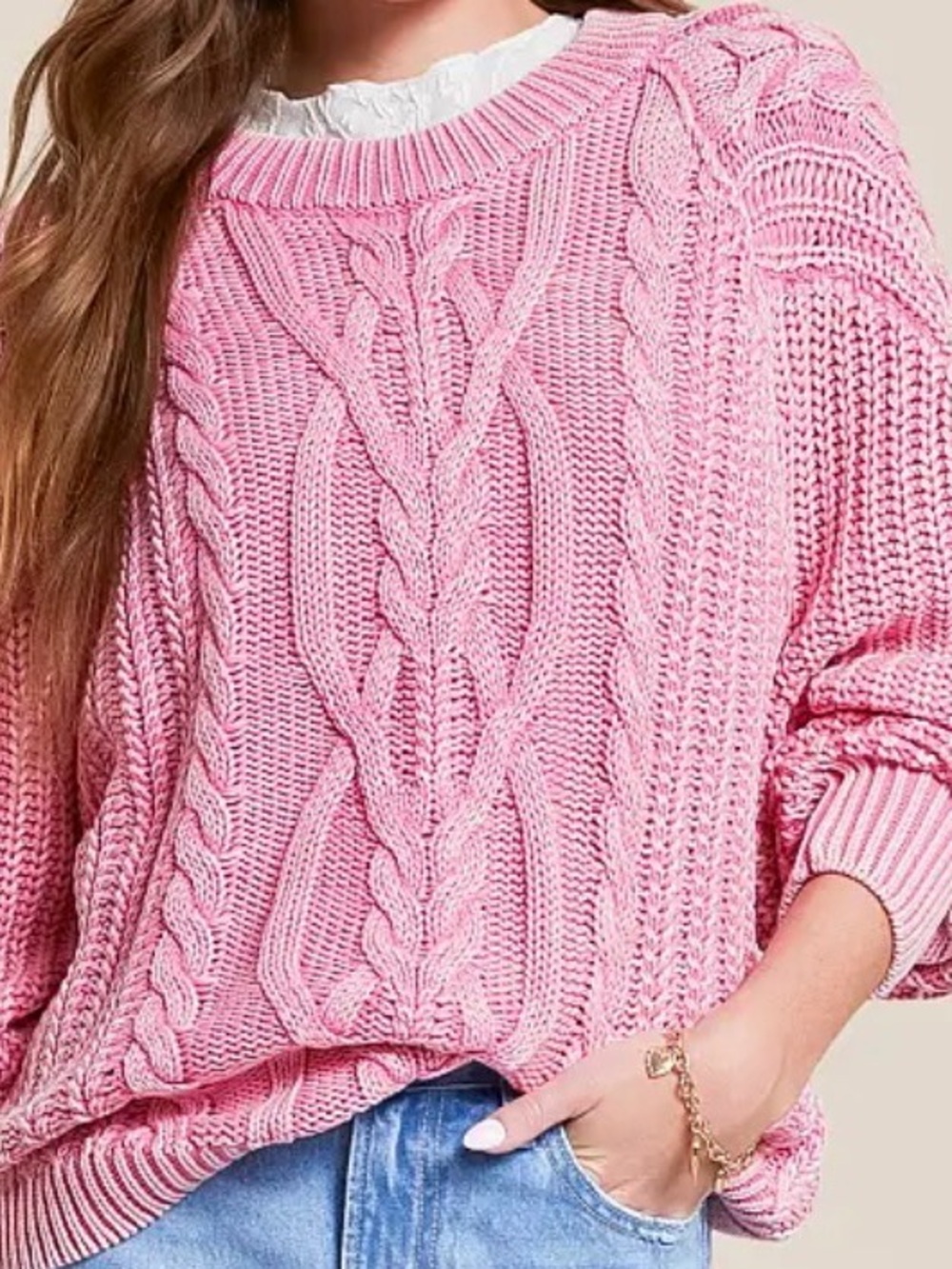 Free People Frankie 100% Cotton Pink Cable Knit NEW WITH TAGS still in bag!